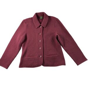 Cabelas Jacket Womens M Plum Button Up Waffle Knit Long Sleeve Lightweight